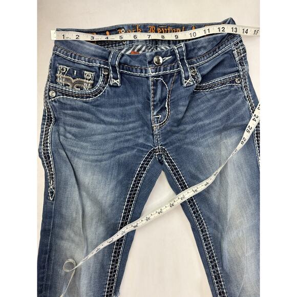 ROCK REVIVAL 25 Avery Straight Low Rise Western Pocket Flap Jewels Studs Cowboy - Picture 9 of 13